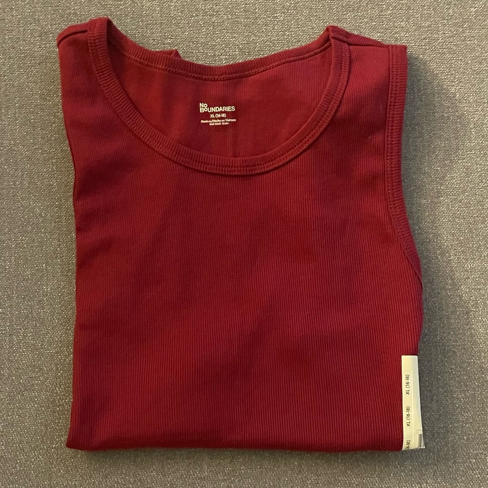 NWT “No Boundaries” Sleeveless Top Size XL 58% Cotton 38% Polyester 4% Spandex